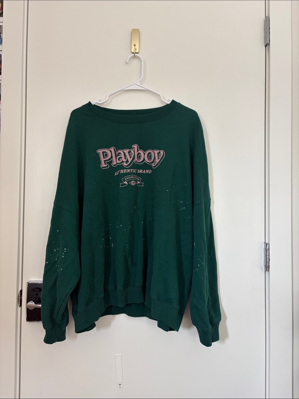 PLAYBOY Dark Green Sweatshirt with Pink Logo